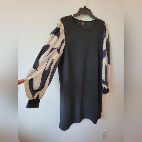 Emery Rose Sheath Dress Black Puff Sleeves Contemporary Office Old Money XL - Picture 6 of 9